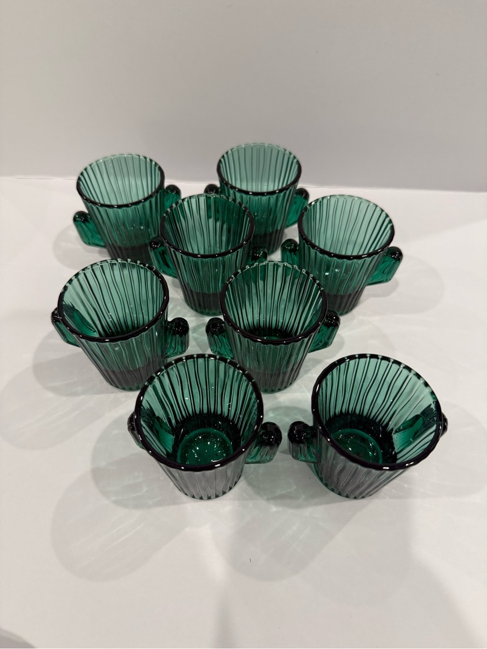 Libbey Deep Green Ribbed Glass Mug with Handle